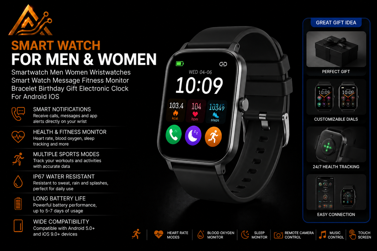 Smartwatch Men Women Wristwatches Smart Watch Message Fitness Monitor Bracelet Birthday Gift Electronic Clock For Android IOS
