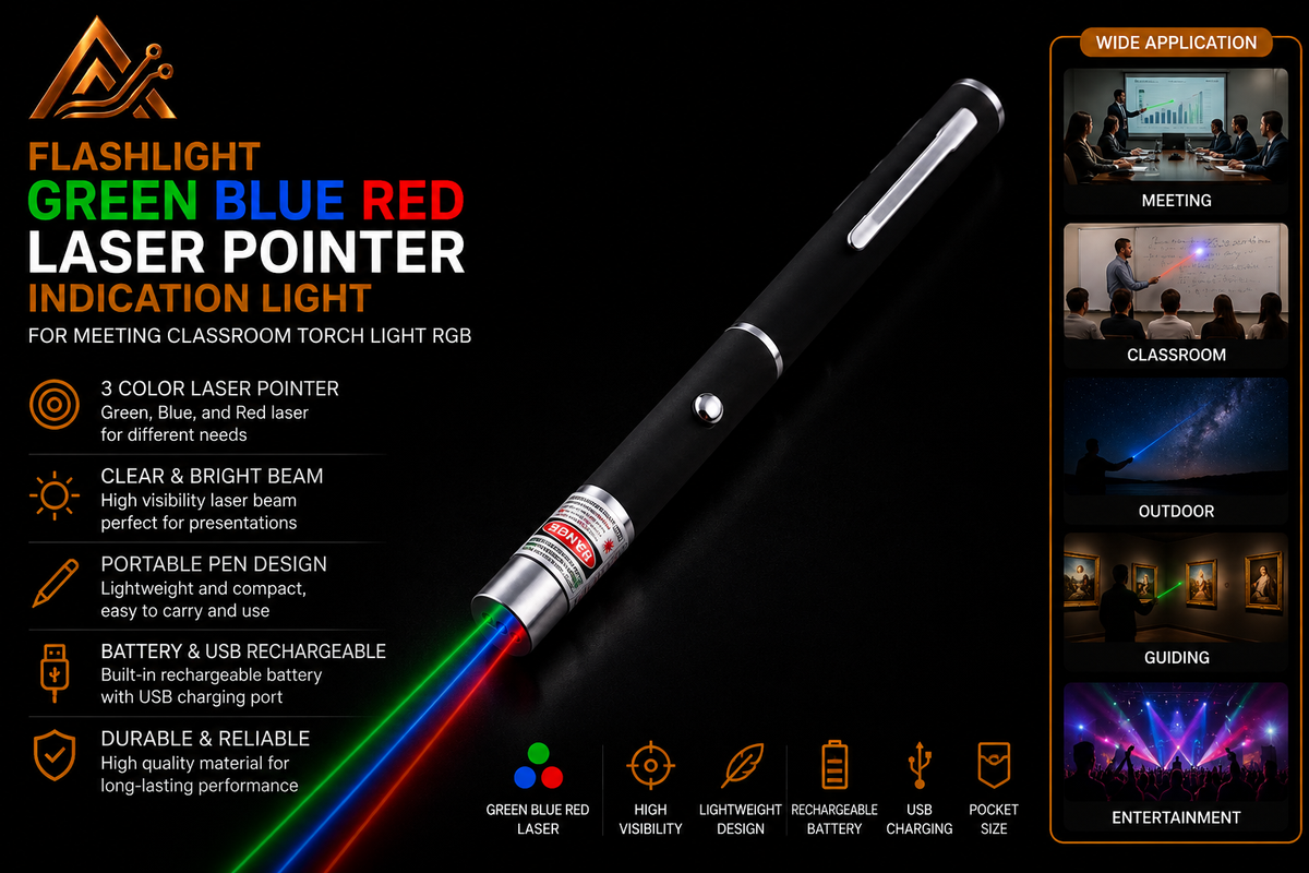 Flashlight Green Blue Red Laser Pointer Indication Light for Meeting Classroom Torch Light RGB