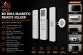 3pcs No Drill Magnetic Remote Holder - Wall Mount for TV/AC/DVD Remotes, White Space-Saving Design