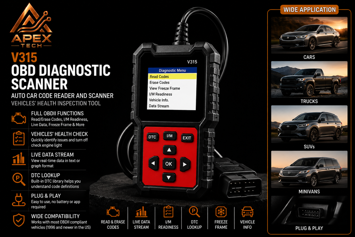 V315 OBD Diagnostic Scanner Auto Car Code Reader And Scanner Vehicles' Health Inspection Tool