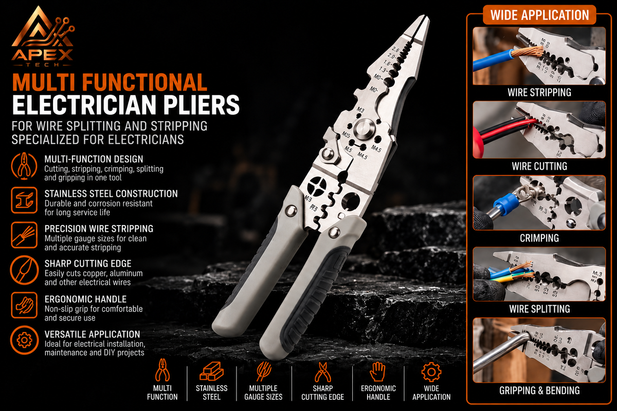 Multi Functional Electrician Pliers For Wire Splitting And Stripping Specialized For Electricians